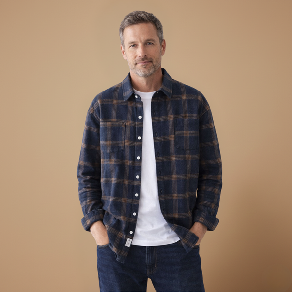 Men's plaid long sleeve shirt with button front closure Fashion Grand