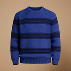Men's striped crew neck stretch pullover sweater Fashion Grand