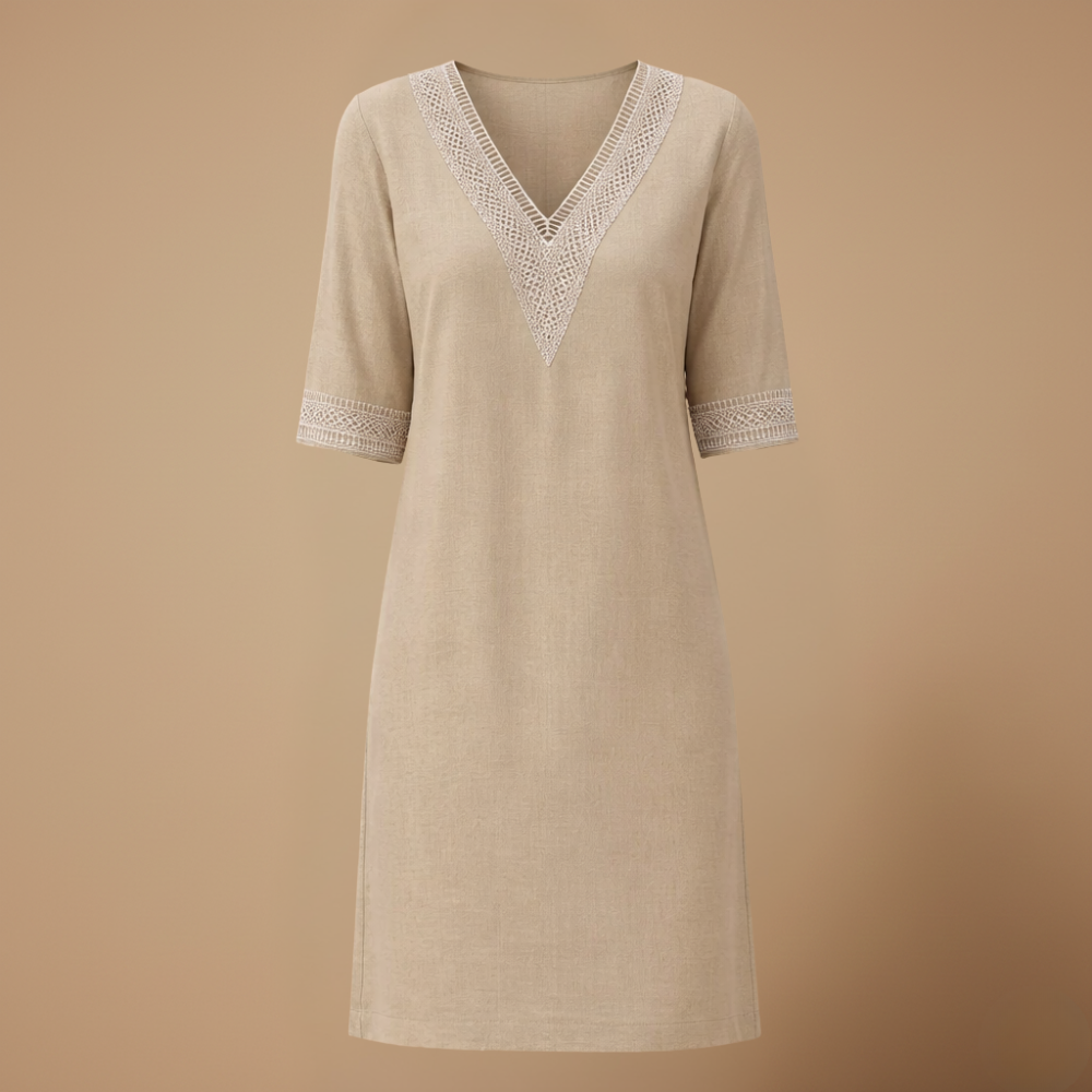 Women's mid-length v-neck summer dress Fashion Grand
