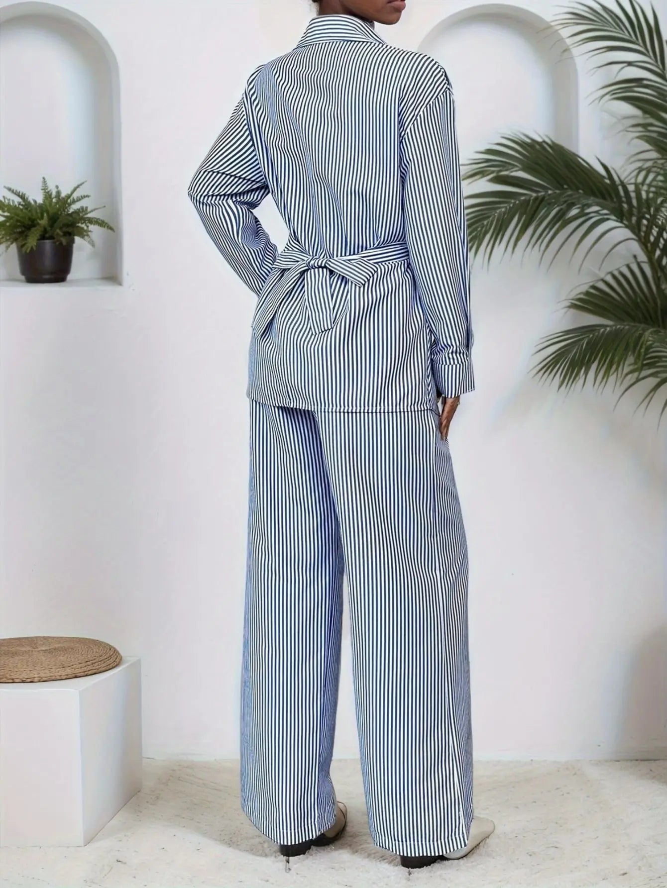 Striped Shirt and Pants Set – Elegant Fit Fashion Grand
