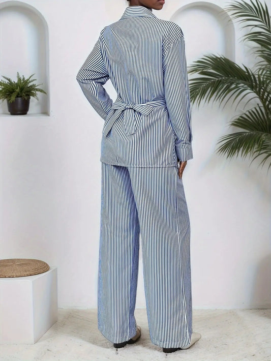 Striped Shirt and Pants Set – Elegant Fit Fashion Grand