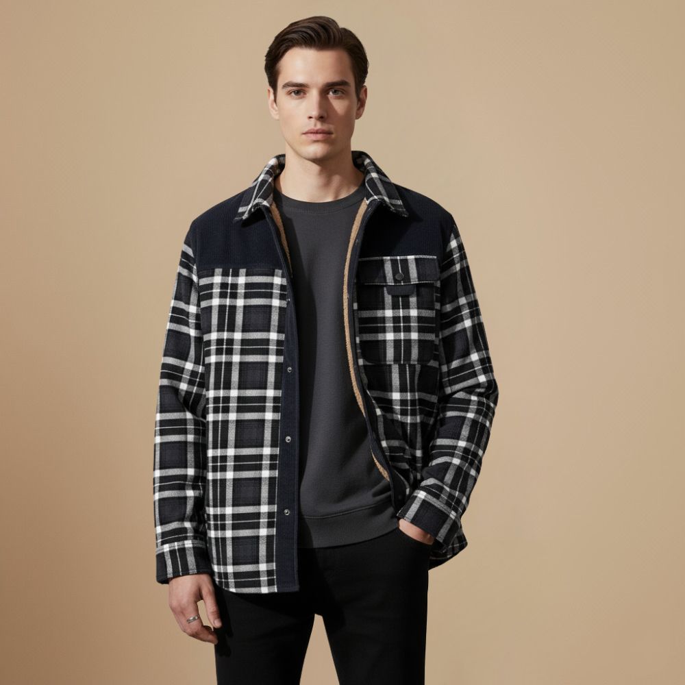 Plaid Flannel Hooded Winter Jacket for Men Fashion Grand