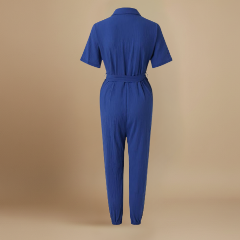 Women’s casual jumpsuit with button closure and waist tie Fashion Grand