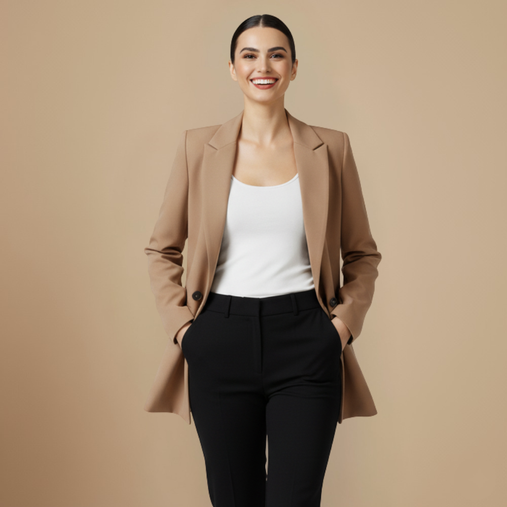 Women's Light Coloured Vintage Notched Lapel Blazer Fashion Grand