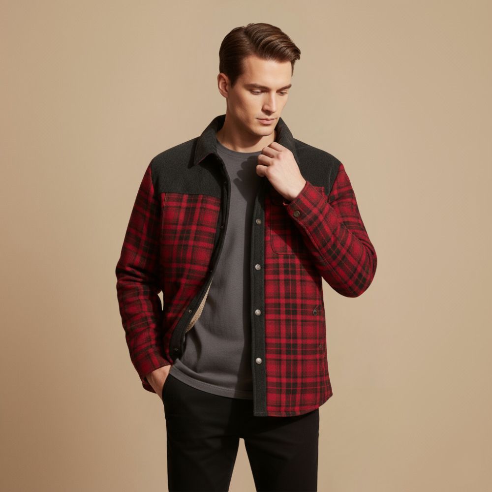 Plaid Flannel Hooded Winter Jacket for Men Fashion Grand