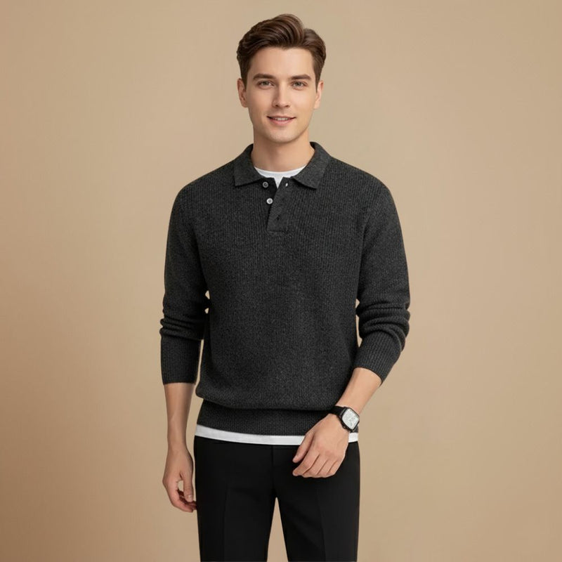 Men Polo Neck Knitted Sweater Fashion Grand