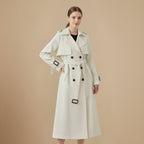 Elegant Women's Slim Fit Mid Length Trench Coat Fashion Grand