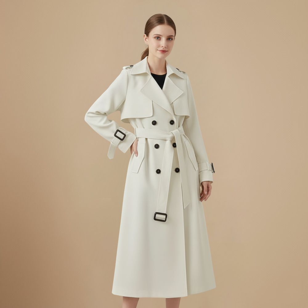 Elegant Women's Slim Fit Mid Length Trench Coat Fashion Grand