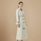 Elegant Women's Slim Fit Mid Length Trench Coat Fashion Grand