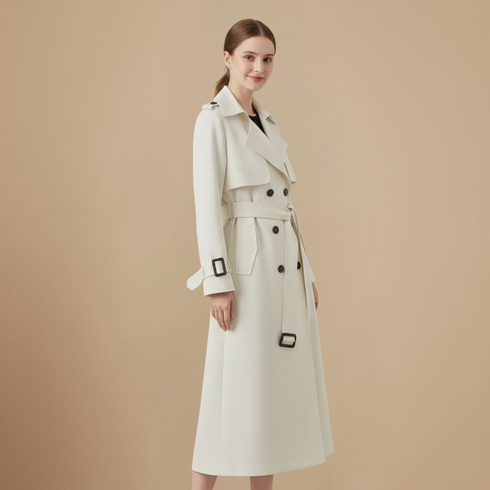 Elegant Women's Slim Fit Mid Length Trench Coat Fashion Grand