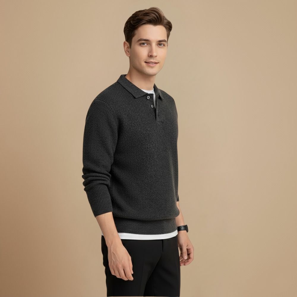 Men Polo Neck Knitted Sweater Fashion Grand