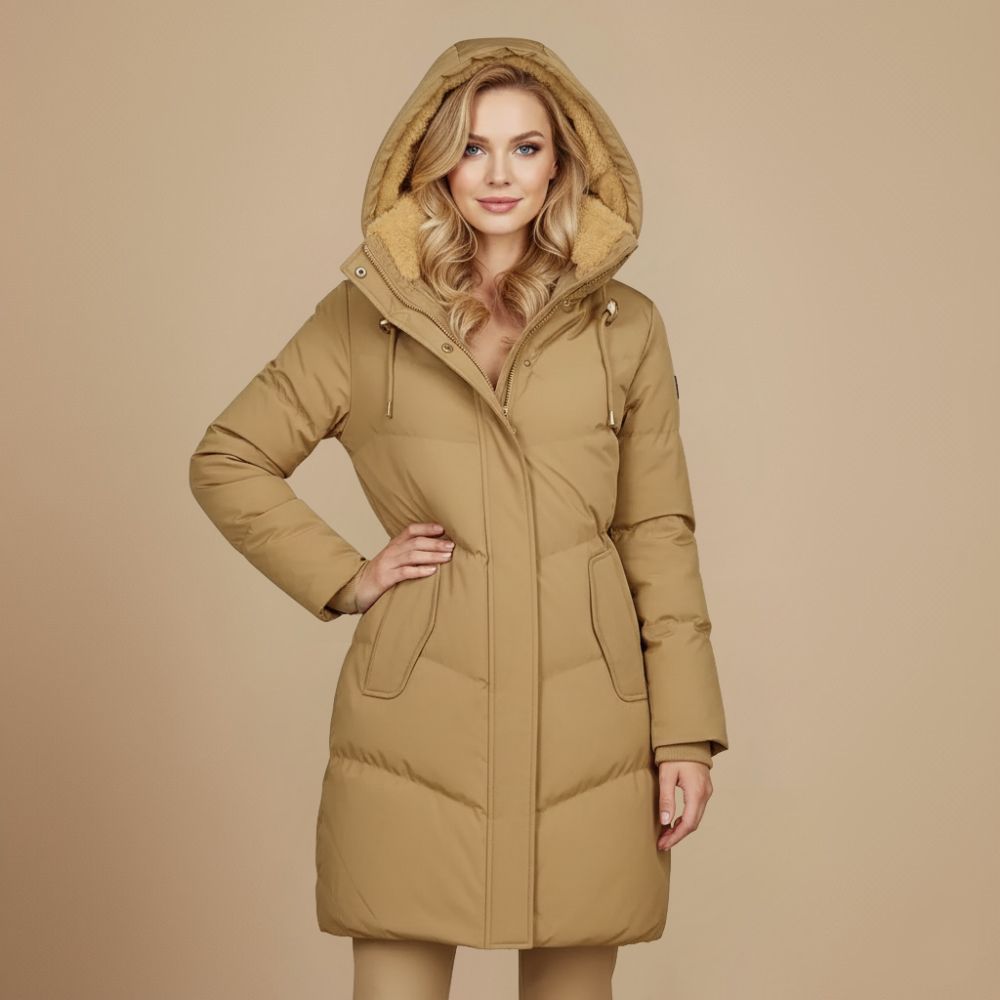 Velvet coat long insulated hooded slim fit Fashion Grand