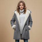 Thick Hooded Winter Coat Press Stud Closure Fashion Grand