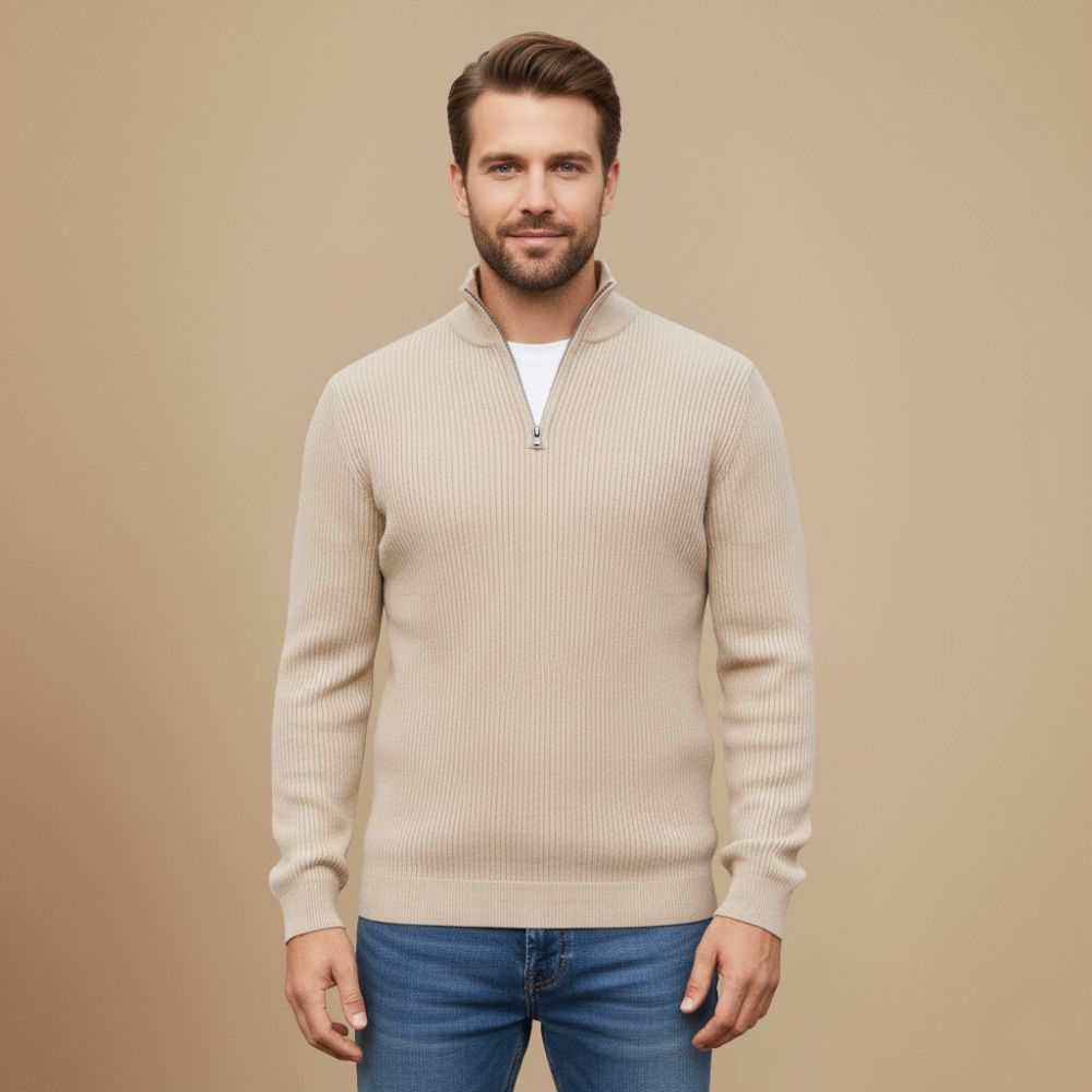 Men Zip Turtleneck Knitted Sweater Fashion Grand