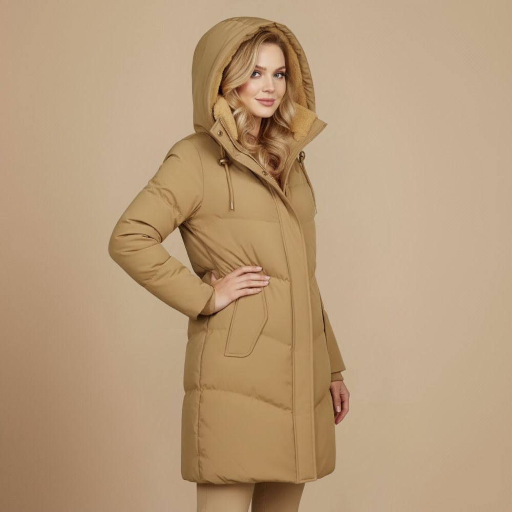 Velvet coat long insulated hooded slim fit Fashion Grand