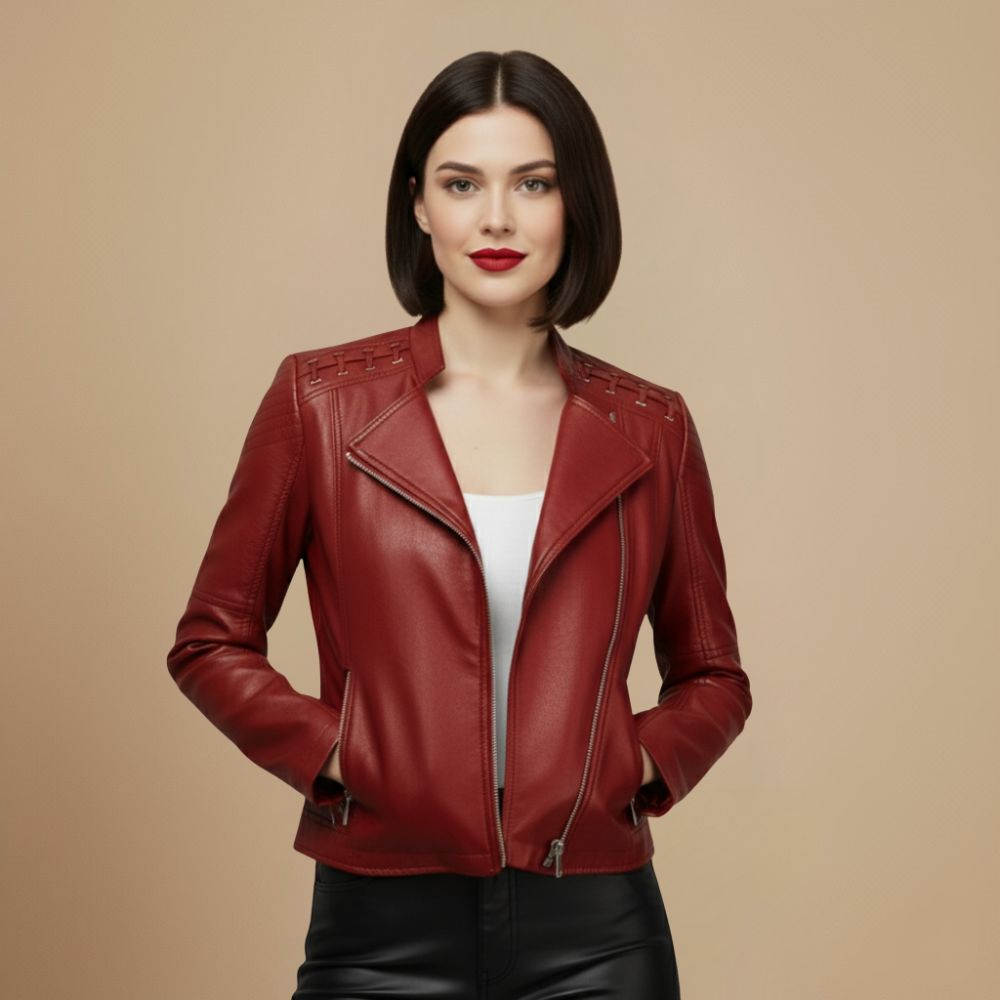 Chic Cropped Zip-Up Biker Style Jacket Fashion Grand