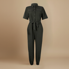 Women’s casual jumpsuit with button closure and waist tie Fashion Grand