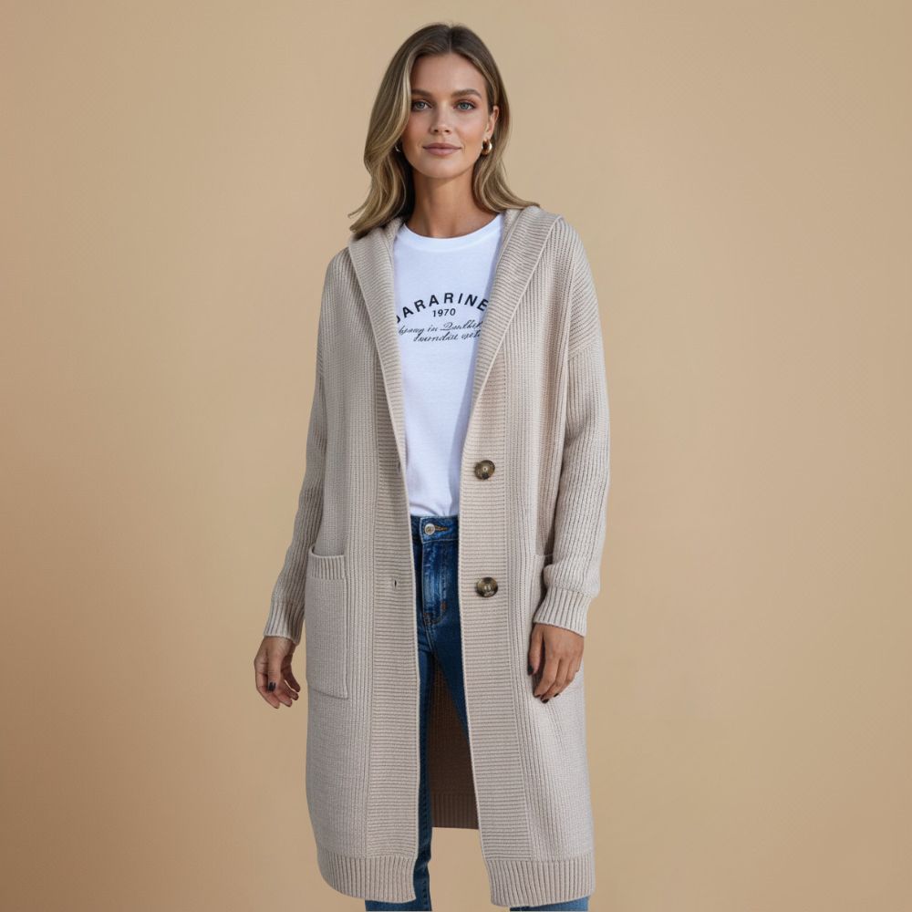 Cardigan coat long hooded single breasted Fashion Grand