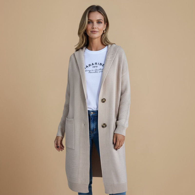 Cardigan coat long hooded single breasted Fashion Grand