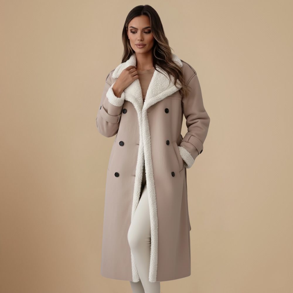 Simple Winter Faux Leather Double Collar Coat Fashion Grand