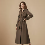 Elegant Women's Slim Fit Mid Length Trench Coat Fashion Grand