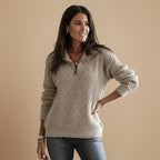 Slim Knitted Zip Up Jumper High Collar Fashion Grand