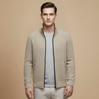 Thick Ribbed Knit Full Zip Sweater for Men Fashion Grand