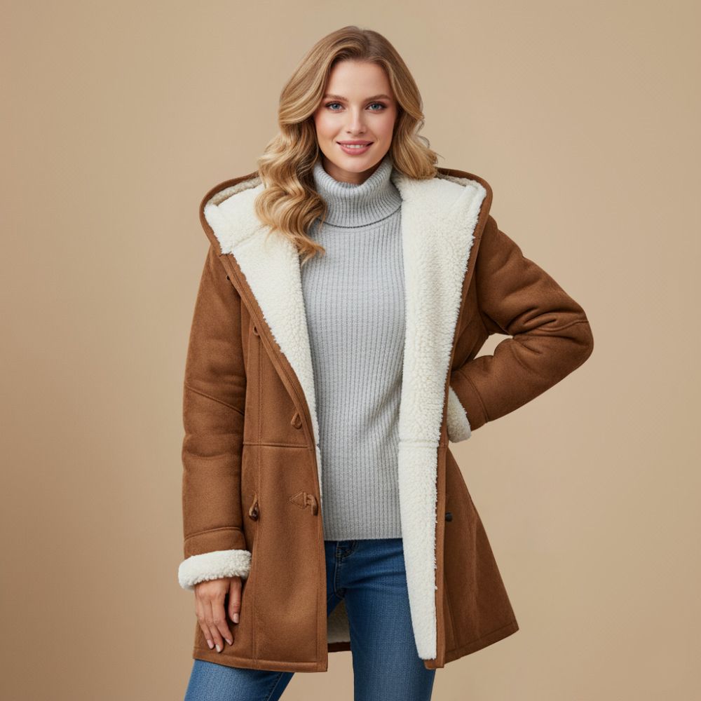 Thick Hooded Winter Coat Press Stud Closure Fashion Grand