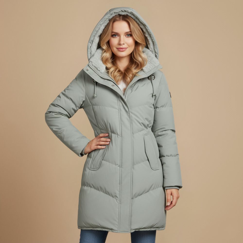 Velvet coat long insulated hooded slim fit Fashion Grand