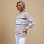 Winter Snowflake Mock Neck Jumper for Women Fashion Grand