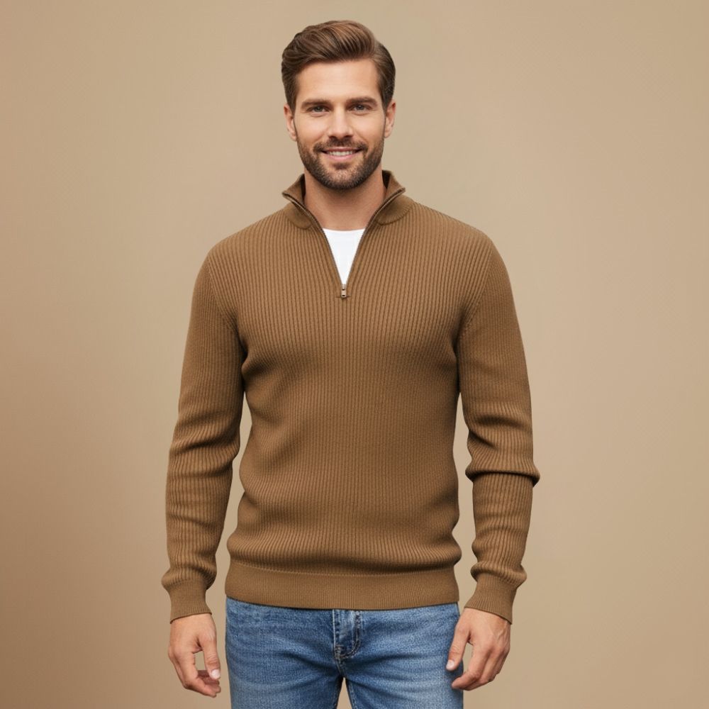 Men Zip Turtleneck Knitted Sweater Fashion Grand
