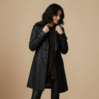 Leather Trench Coat for Women Fashion Grand