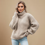 Chunky Knit High Neck Sweater Fashion Grand