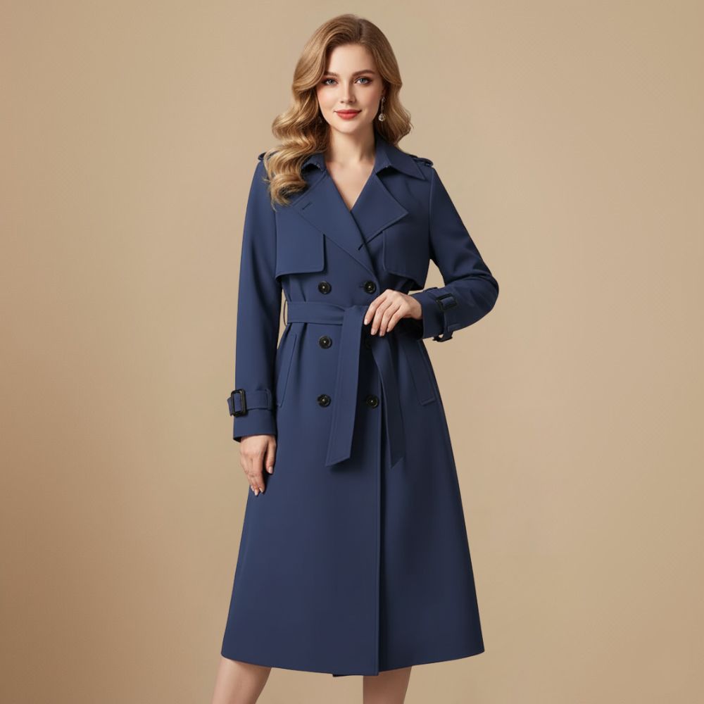 Elegant Women's Slim Fit Mid Length Trench Coat Fashion Grand