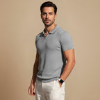 Slim Fit Plain Knit Short Sleeve T-Shirt for Men Fashion Grand