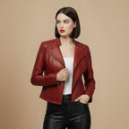 Chic Cropped Zip-Up Biker Style Jacket Fashion Grand