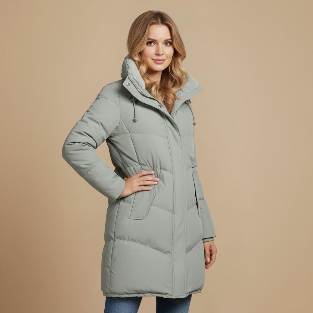 Velvet coat long insulated hooded slim fit Fashion Grand