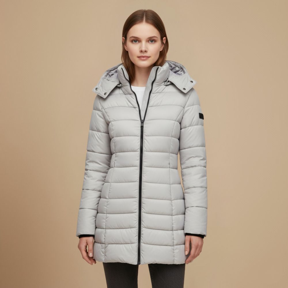 Warm Hooded Mid-Length Padded Winter Coat Fashion Grand