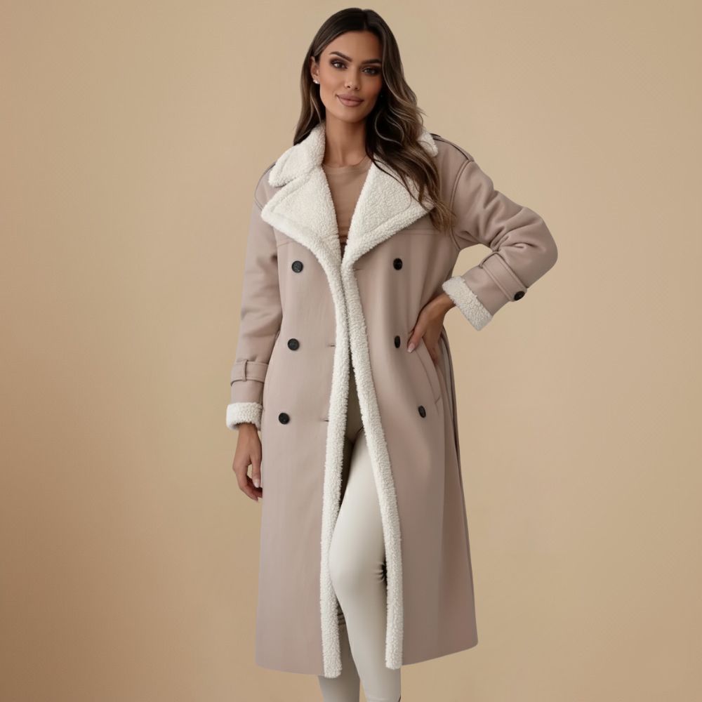 Simple Winter Faux Leather Double Collar Coat Fashion Grand