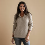 Slim Knitted Zip Up Jumper High Collar Fashion Grand