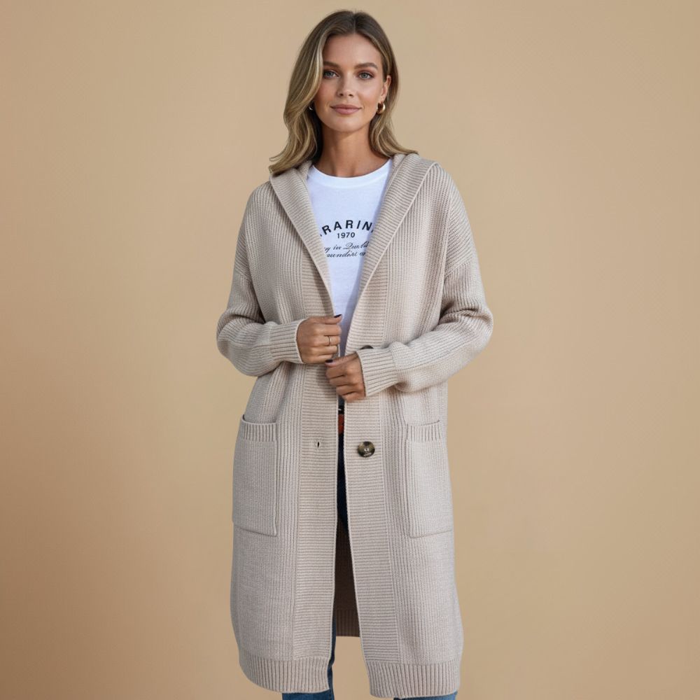 Cardigan coat long hooded single breasted Fashion Grand