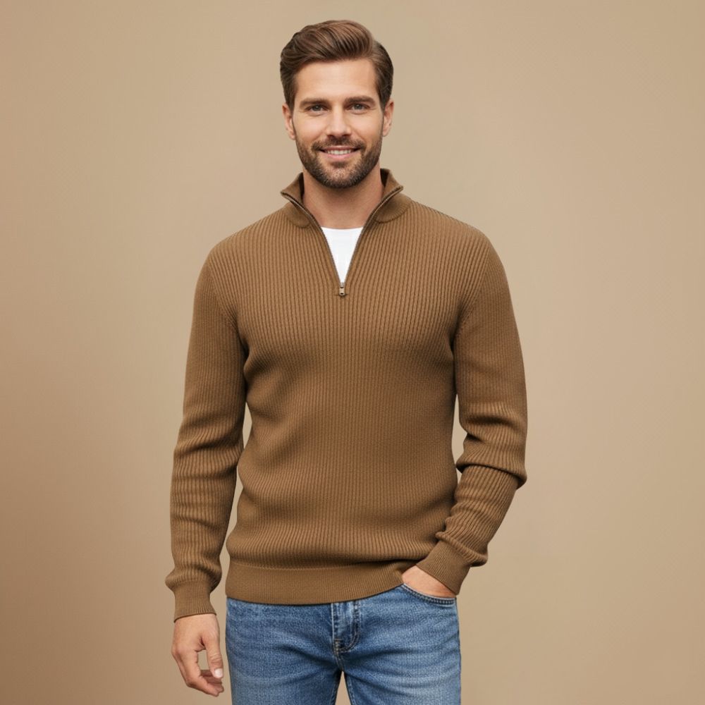 Men Zip Turtleneck Knitted Sweater Fashion Grand
