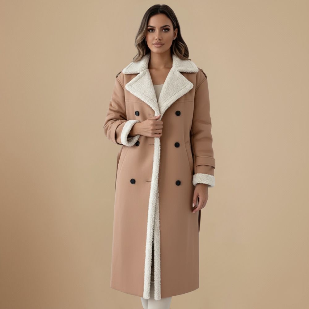 Simple Winter Faux Leather Double Collar Coat Fashion Grand