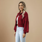 Vintage Corduroy Cropped Jacket for Women Fashion Grand