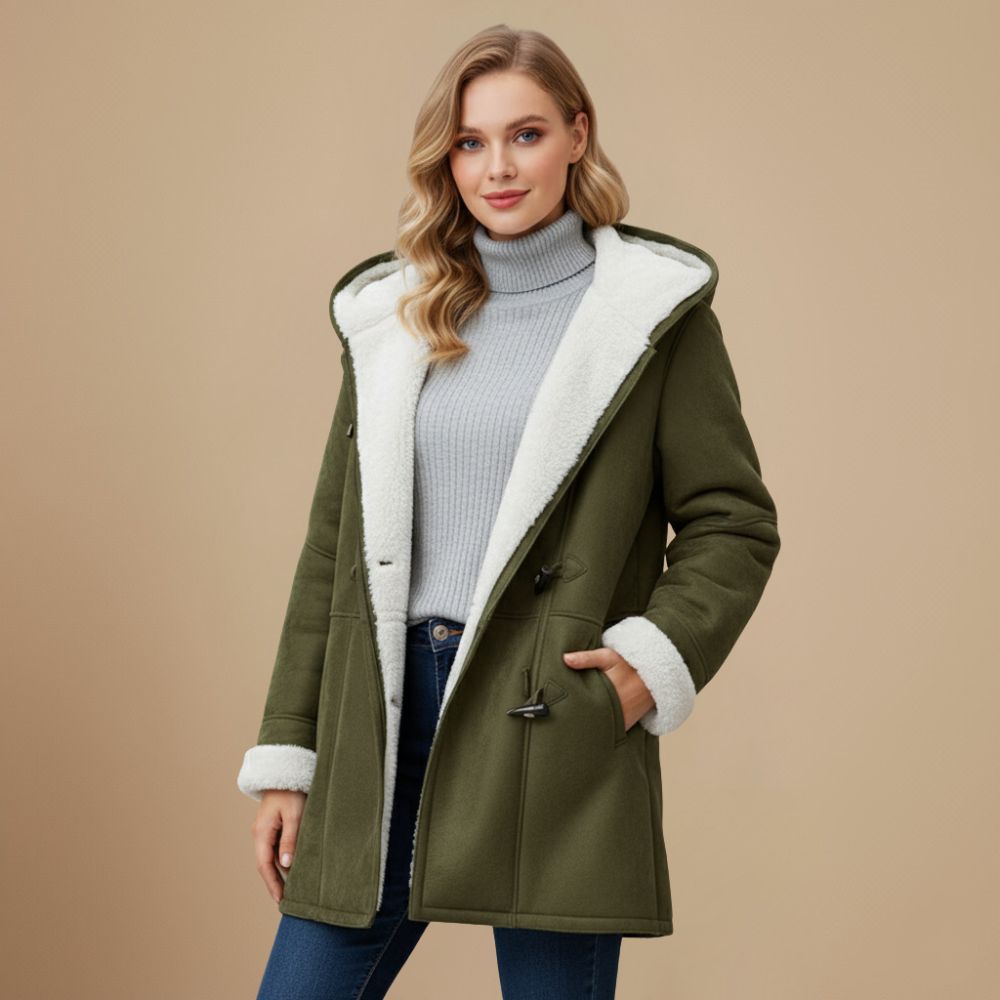 Thick Hooded Winter Coat Press Stud Closure Fashion Grand
