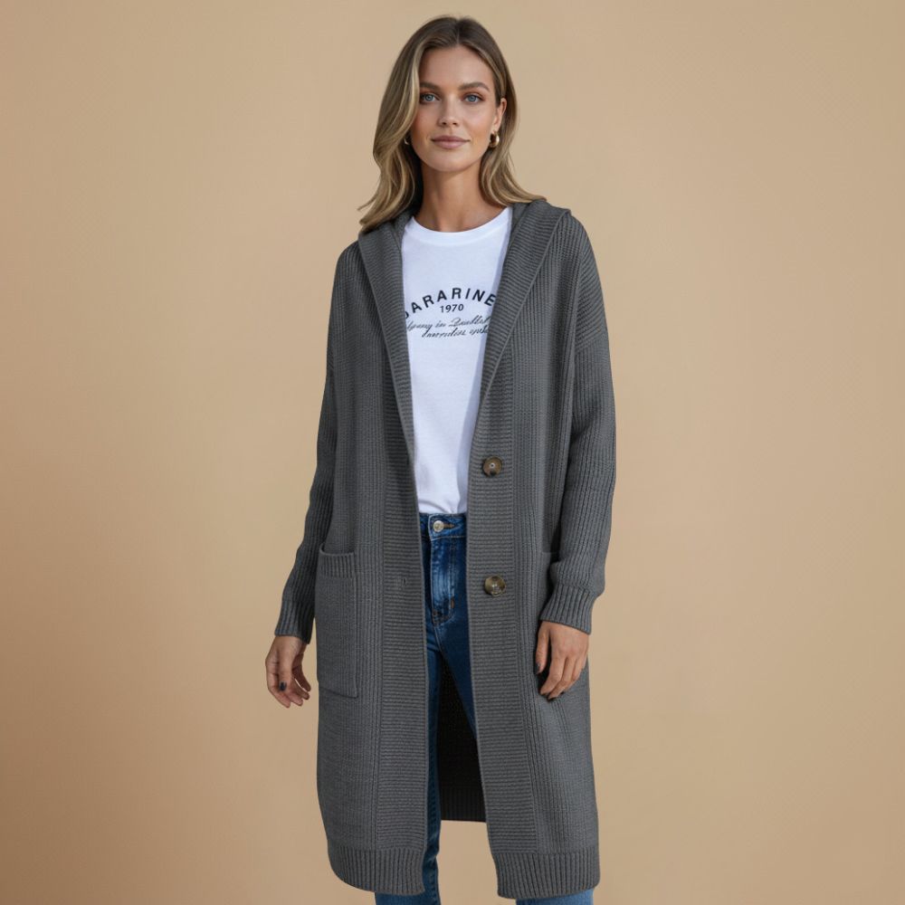 Cardigan coat long hooded single breasted Fashion Grand