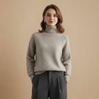 Women's Classic Wool Blend Turtleneck Jumper Fashion Grand