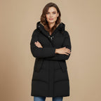 Velvet coat long insulated hooded slim fit Fashion Grand