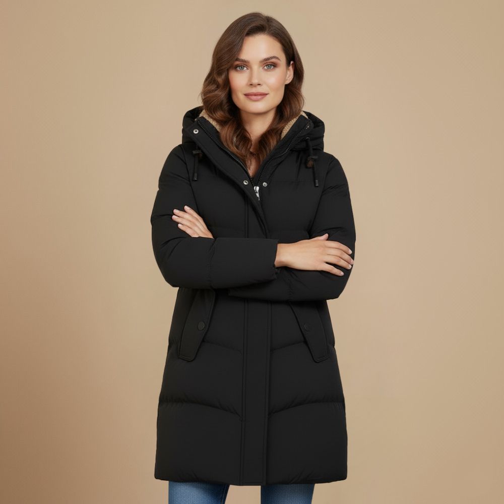 Velvet coat long insulated hooded slim fit Fashion Grand