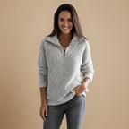 Slim Knitted Zip Up Jumper High Collar Fashion Grand
